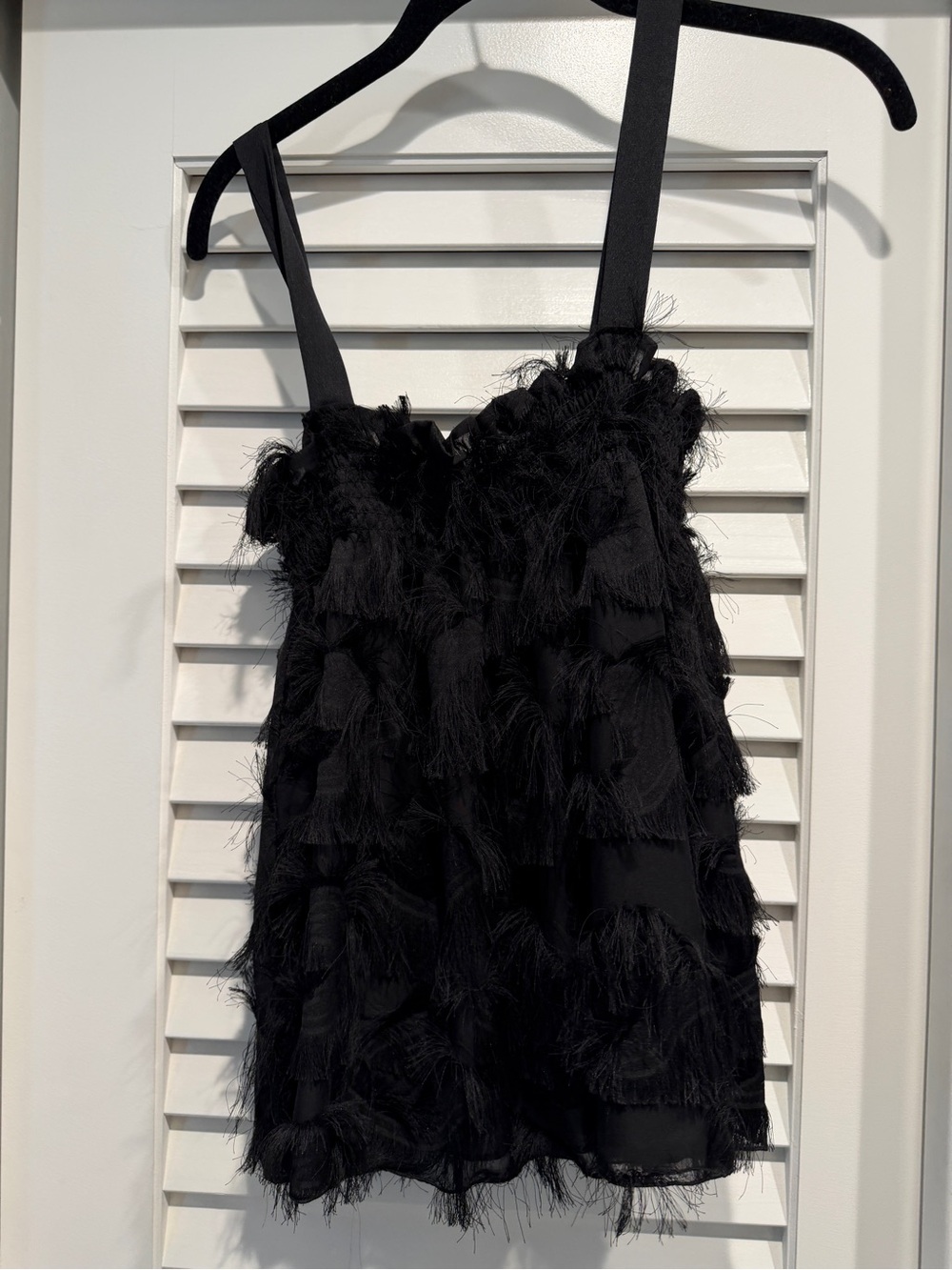 Waverly Grey Black Smocked Tank with Feathered Texture